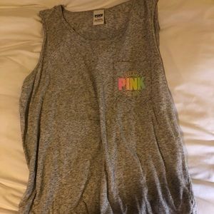 cute victoria secret pink gray tank